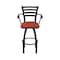 Holland Bar Stool Co Jackie with Arms 36 in. Swivel Bar Stool with Black Wrinkle Finish and Graph Poppy Seat 415 - alternate 3